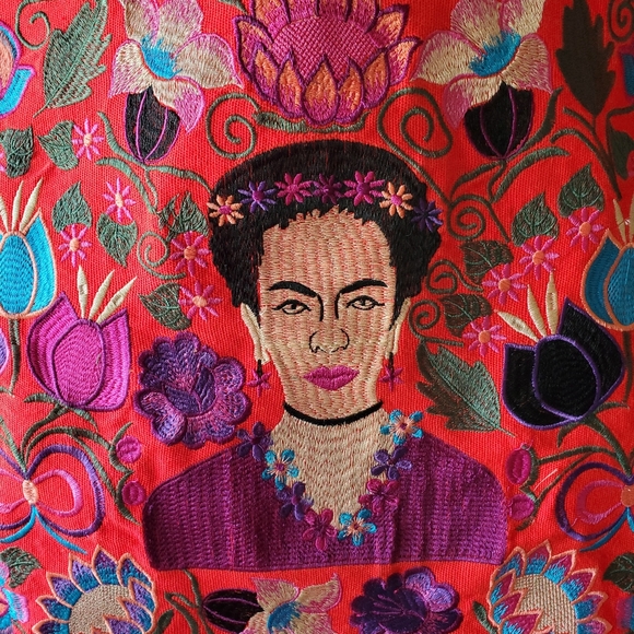 Oversized Red Frida Bag Purse Large Frida Book Bag Purse Shopping Bag Floral - Picture 5 of 8